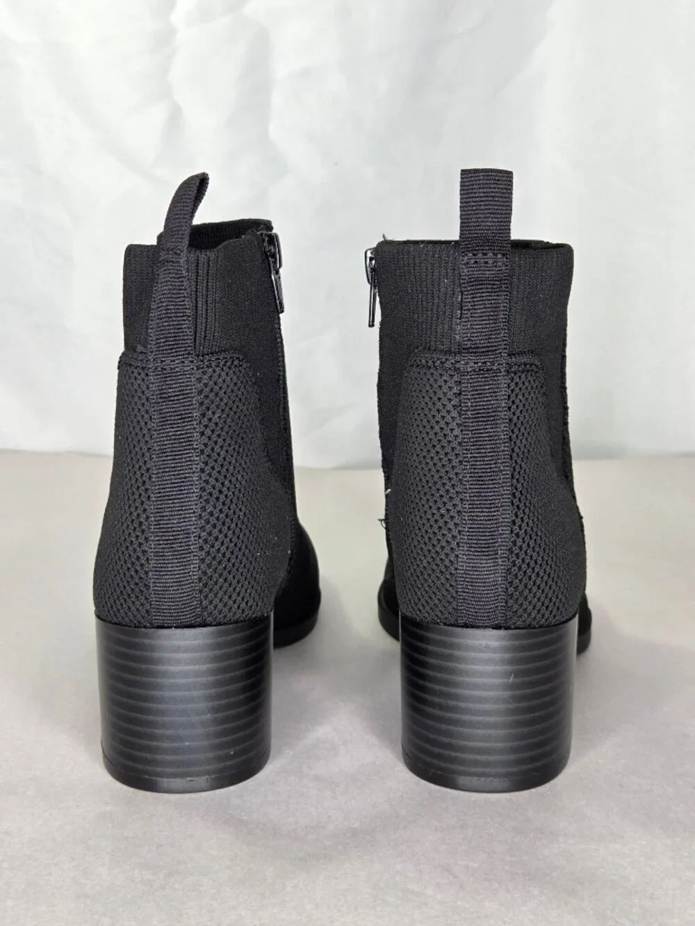 Lifestride Dazzle Almond Toe Ankle Dress Boots (Black Knit Fabric) - Size 8 M
